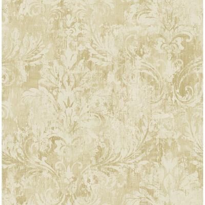 Seabrook Designs Renata Distressed Damask Unpasted Wallpaper