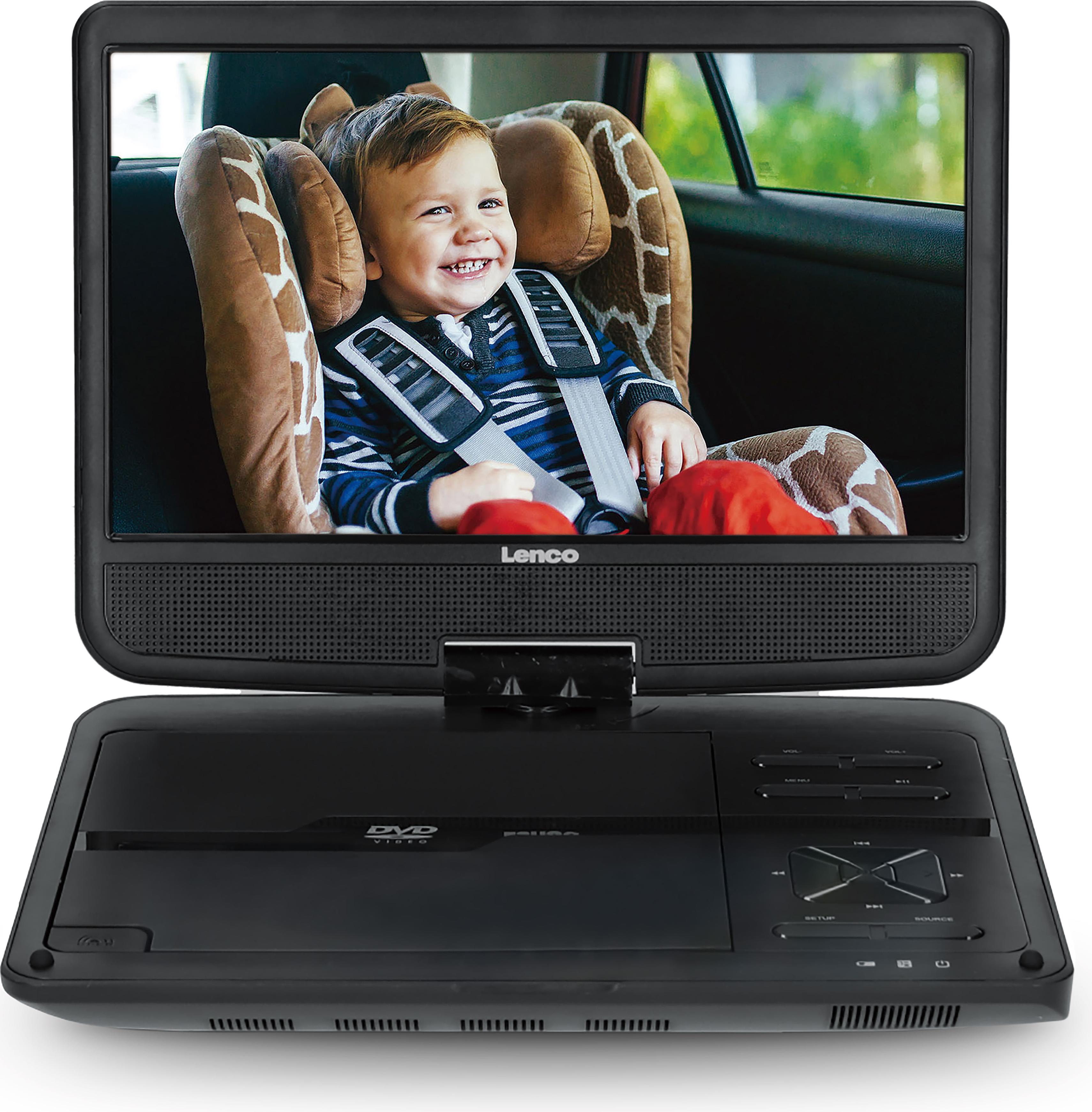 Lenco DVP-1046BK - 2x 10-Zoll tragbarer DVD Player mit wiederaufladbarem Akku, zwei Kopfhörern und zwei Montagehalterungen für das Auto - Schwarz