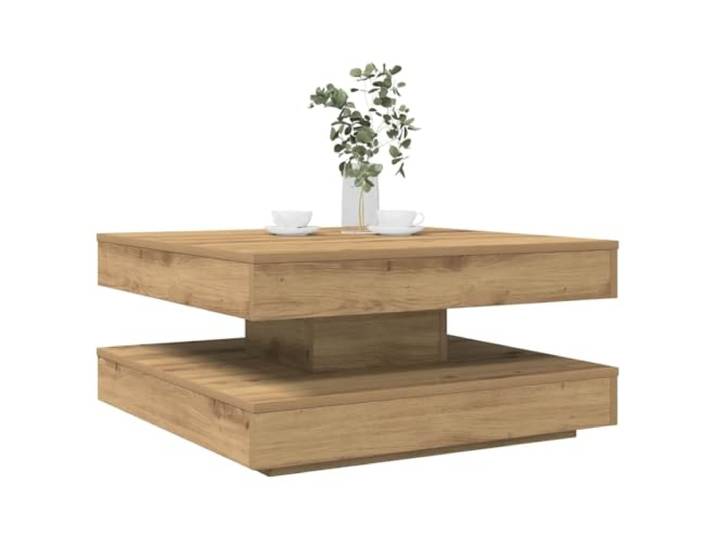 Drehbarer Couchtisch Artisan-Eiche 70x70x34,5 cm Holzwerkstoff Wohnzimmer 360-Grad-Drehung, untere Ablage, robuste Holzkonstruktion, leicht zu reinigen, modernes Design