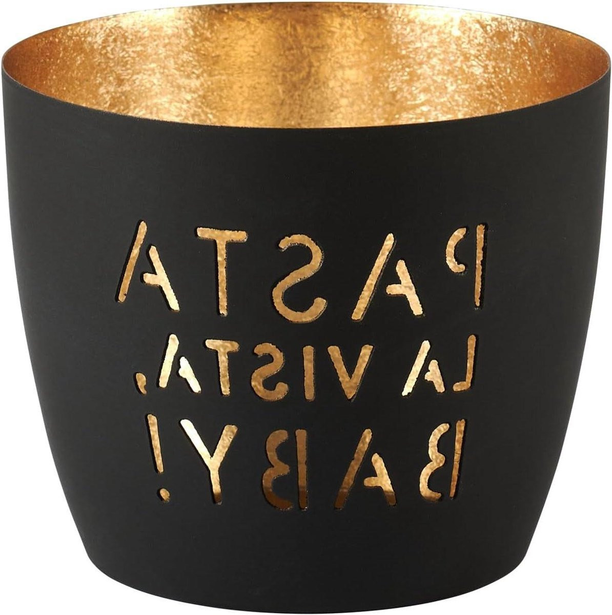 Windlicht Madras Decoratieve lantaarn met opschrift - Zwart goud - Hoogte: 85 cm