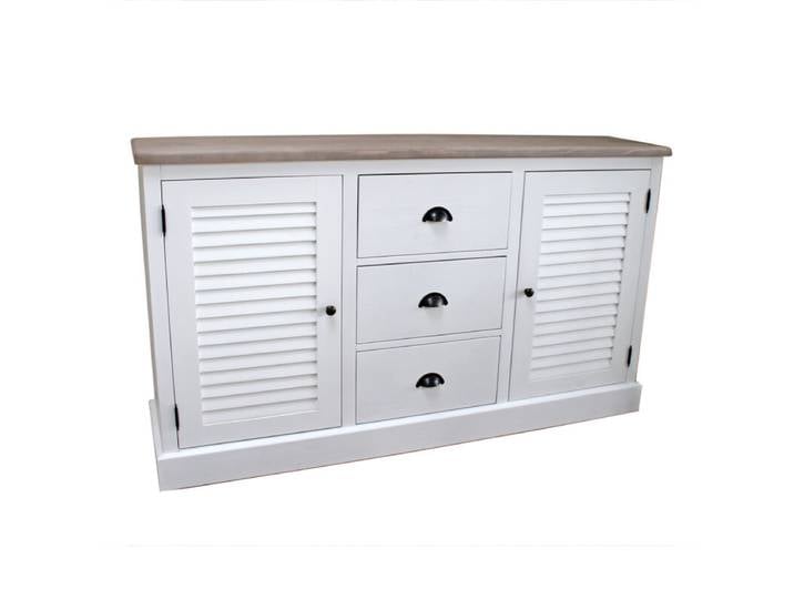 Sideboard mit Lamellentüren weiß-hellgrau