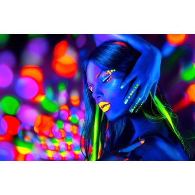 Fototapete PAPERMOON "SEXY MODELL-NEONLICHT ART DESIGN ABSTRAKT MUSTER KUNST", bunt, B:4m L:2,6m, Vlies, Tapeten