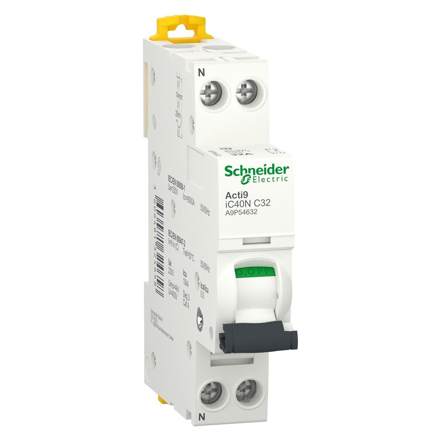 Schneider Electric Acti9 iC40N-Leitungsschutzschalter-1P+N- A9P54632 (A9P54632)