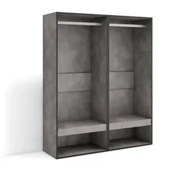 SKRAUT HOME Offene Garderobe, Kleiderständer mit Einlegeböden, 120x35x145 cm, Schlafzimmer, Kleidung, Schuhe, Moderner Stil, Zementgrau - 439_3