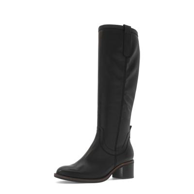 Stiefel GABOR, Damen, Gr. 40,5, Textil, Normalschaft, schwarz, Kalbsleder, unifarben, Schuhe Stiefel, Blockabsatz, Langschaftstiefel in Schuhweite G (= weit)