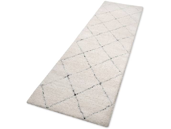 Hochflor-Teppich GOODPRODUCT Aveline, auch als Läufer erhältlich , beige, B:80cm H:35mm L:300cm, Polypropylen, Teppiche, Hochflor-Teppich, Langflor, Shaggy im Berber Stil, geometrisch, Raute, Wohnzimmer