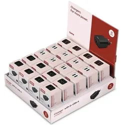 Hama Netzteil 2xA 12W 20er Display (12 W, 2 Ports), USB Ladegerät, Grün, Weiss, Schwarz, Violett