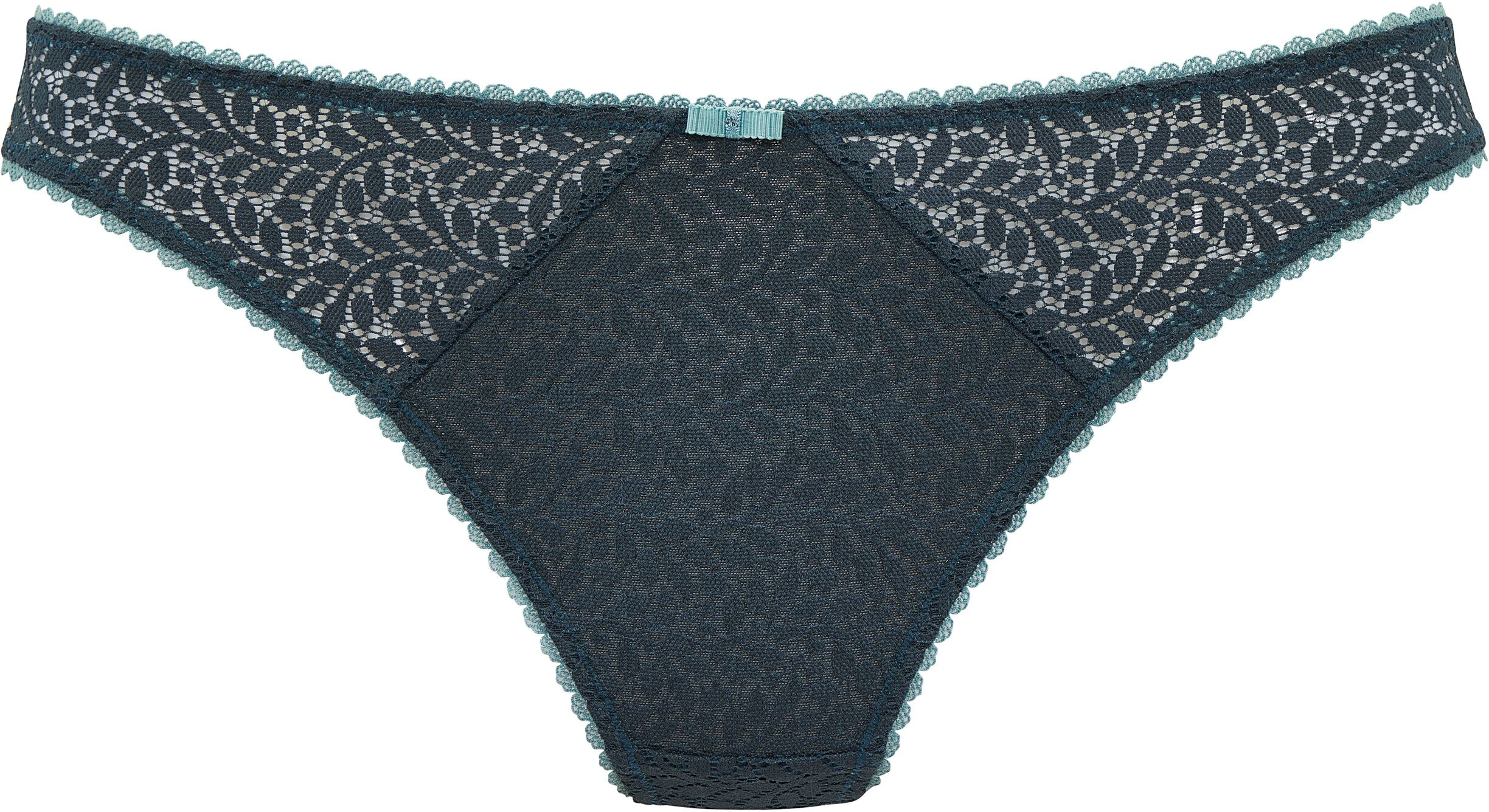 String NUANCE BY LASCANA, Damen, Gr. 40/42, blau (petrol, turmalin), Spitze, Obermaterial: 91% Polyamid, 9% Elasthan, Unterhosen String, aus edler, leicht transparenter Spitze petrol, turmalin 40/42