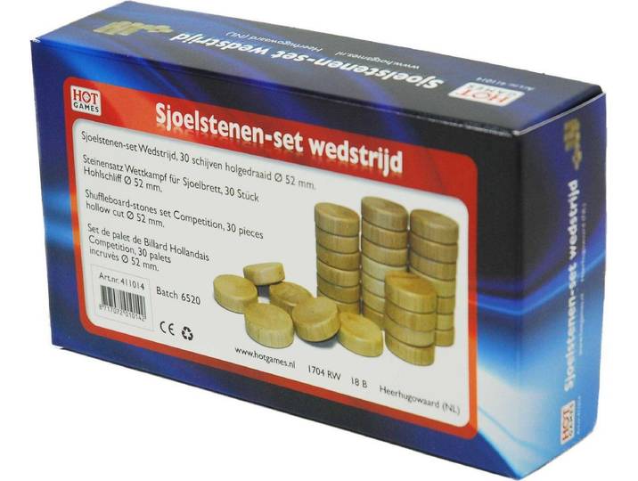 HOT Games Sjoelstenen Set - Holgedraaide sjoelschijven 30 stuks - Diameter 52 mm