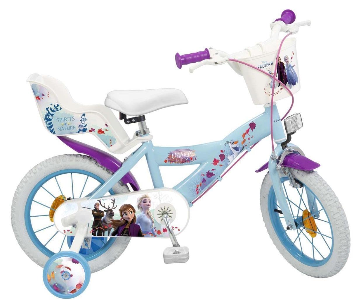 Kinderfahrrad Frozen Kinderrad - 16 Zoll - mit Stützrädern und Korb - Puppensitz