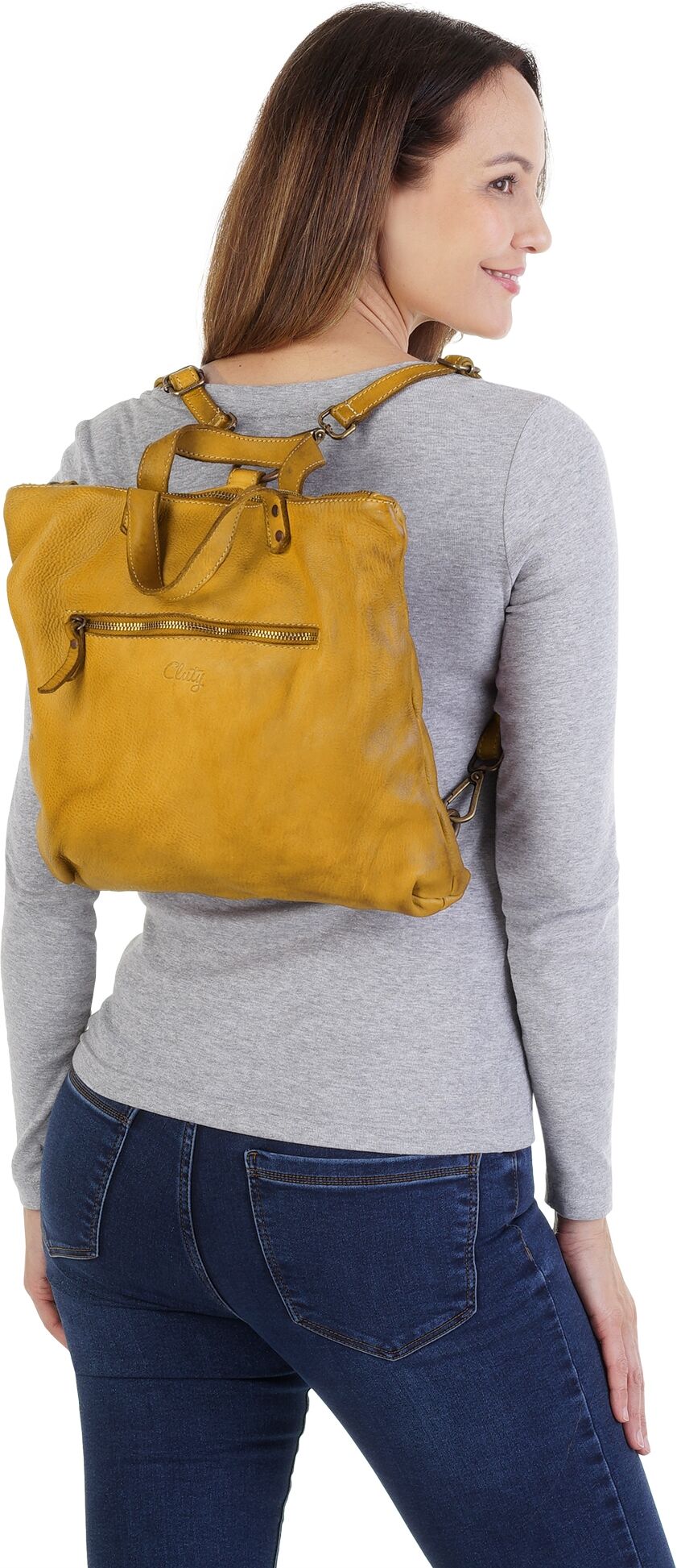 Umhängetasche CLUTY "CLUTY Damen echt Leder, Made in Italy", Damen, Gr. B/H/T: 28cm x 33cm x 7cm onesize, gelb, Leder, Taschen Umhängetasche, echt Leder, Made in Italy gelb B/H/T: 28cm x 33cm x 7cm onesize