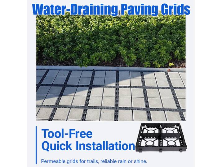 5 pièces de grilles de fixation au sol pour gazon, grilles en plastique perméables à l'eau pour jardin, allée, terrasse et chemins de gravier
