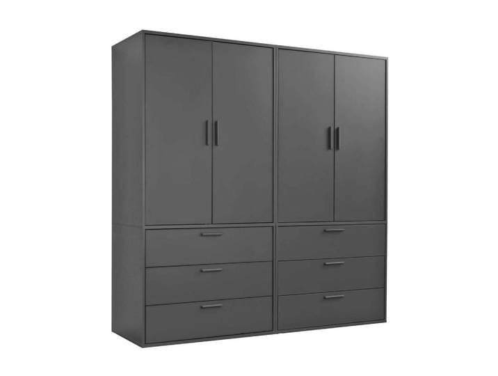 Mokebo Kleiderschrank Grid deckenhoch, Anthrazit, 2 Fächer, 180x234x58 cm, Schlafzimmer, Kleiderschränke, Drehtürenschränke