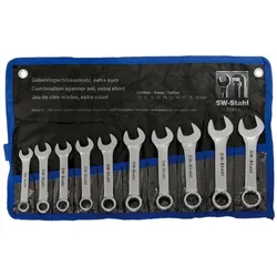 SW-Stahl, Schraubenschlüssel, 00840L Gabelringschlüsselsatz 10-19 mm extra kurz I 10-teilig I blendfrei I Ringschraubensc (10 mm, 11 mm, 12 mm, 13 mm, 14 mm, 15 mm, 16 mm, 17 mm, 18 mm, 19 mm)