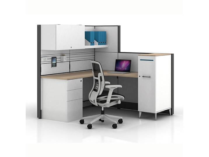 Système de bureau modulaire en aluminium insonorisé de style américain, personnalisé en usine, pour poste de travail privé des employés
