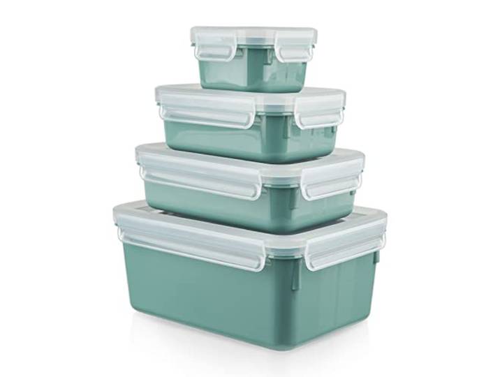 Emsa Clip & Close Color Edition 4-teiliges Set Frischhaltedosen mit Deckel, 0,2l, 0,55l, 0,8l, 2,2l, Brotdosen Set auslaufsicher, spülmaschinengeeignet, mikrowellengeeignet, grün, N10310