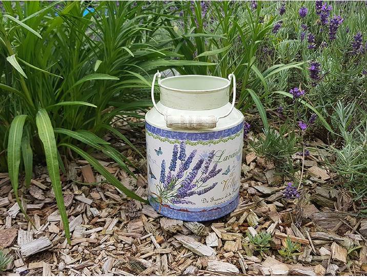 Cache-pot pot à lait lavande 14 x 27 x 14cm Beige