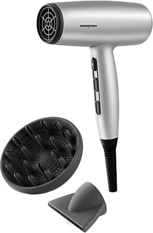 Secador - BaByliss Cosmos, 2100 W, 3 Niveles Temperatura, 2 Velocidades, Difusor incluido, Aire Frío, Plata