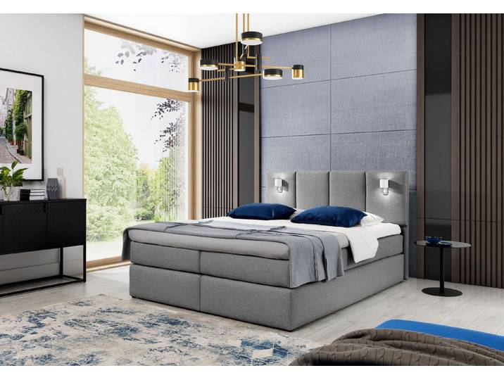 MF Design Boxspringbett Boxspringbett ISTRIA mit Topper und Kunststoffgleitern aus RAQUEL, Vorhanden