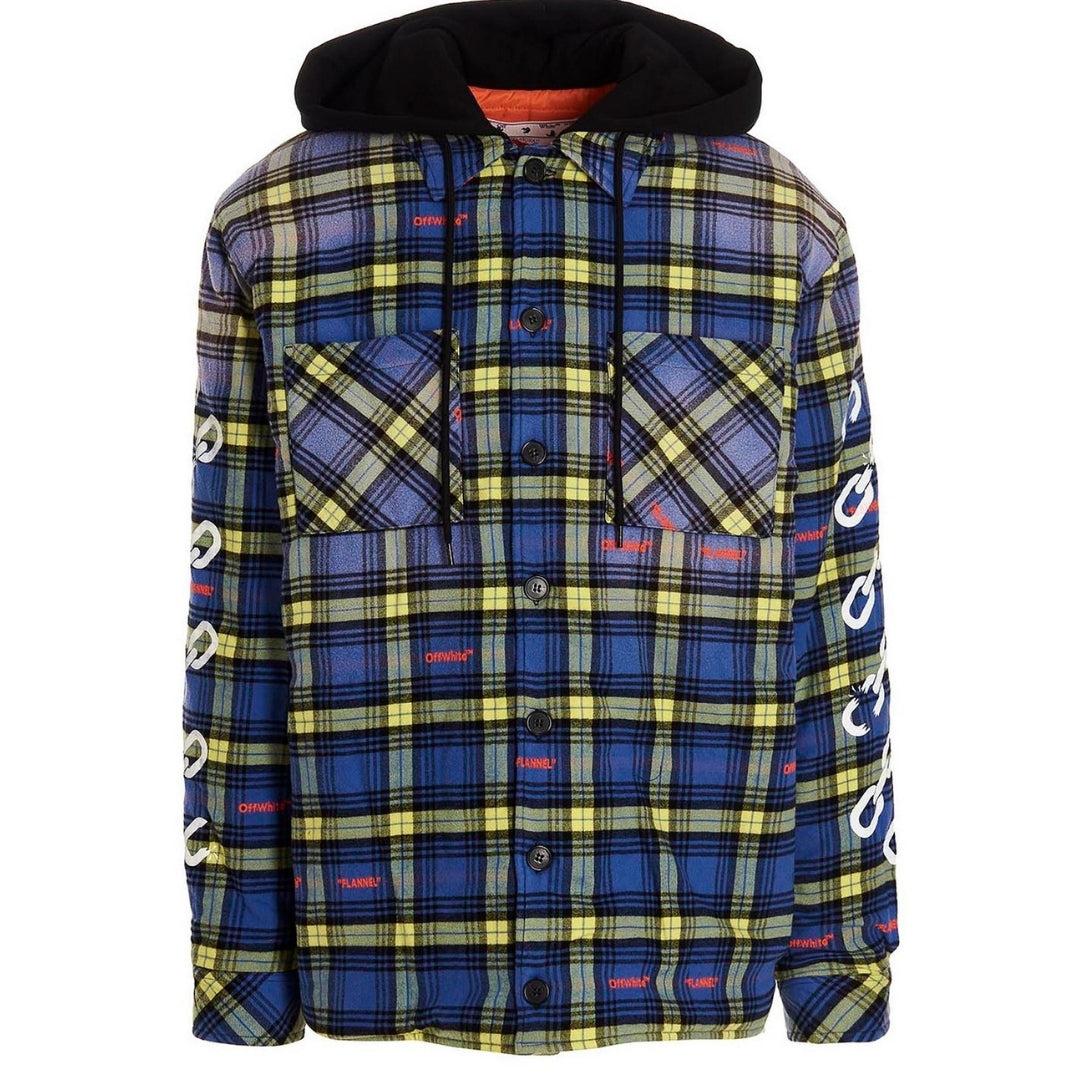 Off-White Arrow wattierte Flanell-Jacke in Staubblau