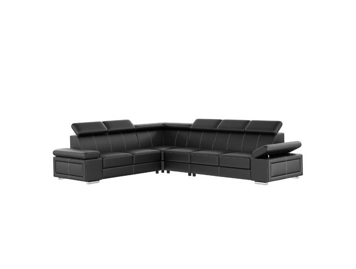 Ecksofa Leder CRISTIANO links/rechts schwarz