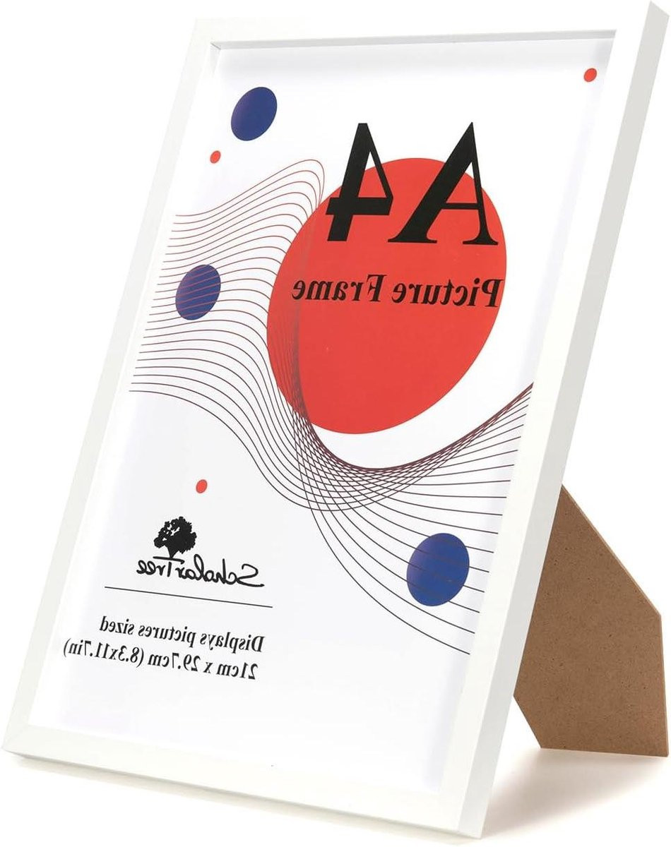 Wit houten fotolijst A4 met standaard