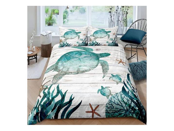 LuxusKollektion Kinderbettwäsche Bettwäsche Meeresschildkröte 155x220cm 3tlg. Retro