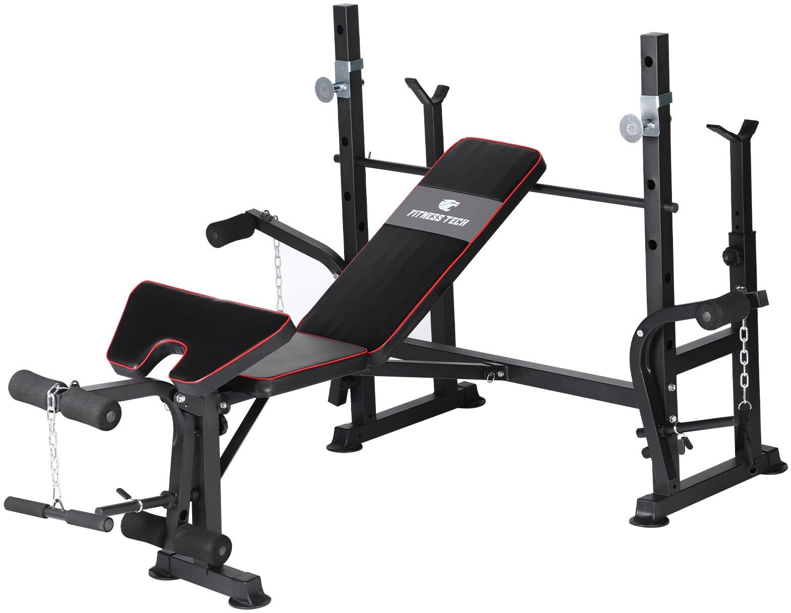 Fitness Tech Banco multifunción reclinable para press banca y sentadillas . Negro