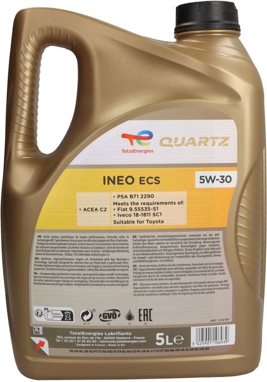 Motoröl TotalEnergies 2216278 Quartz Ineo ECS 5W30 5L