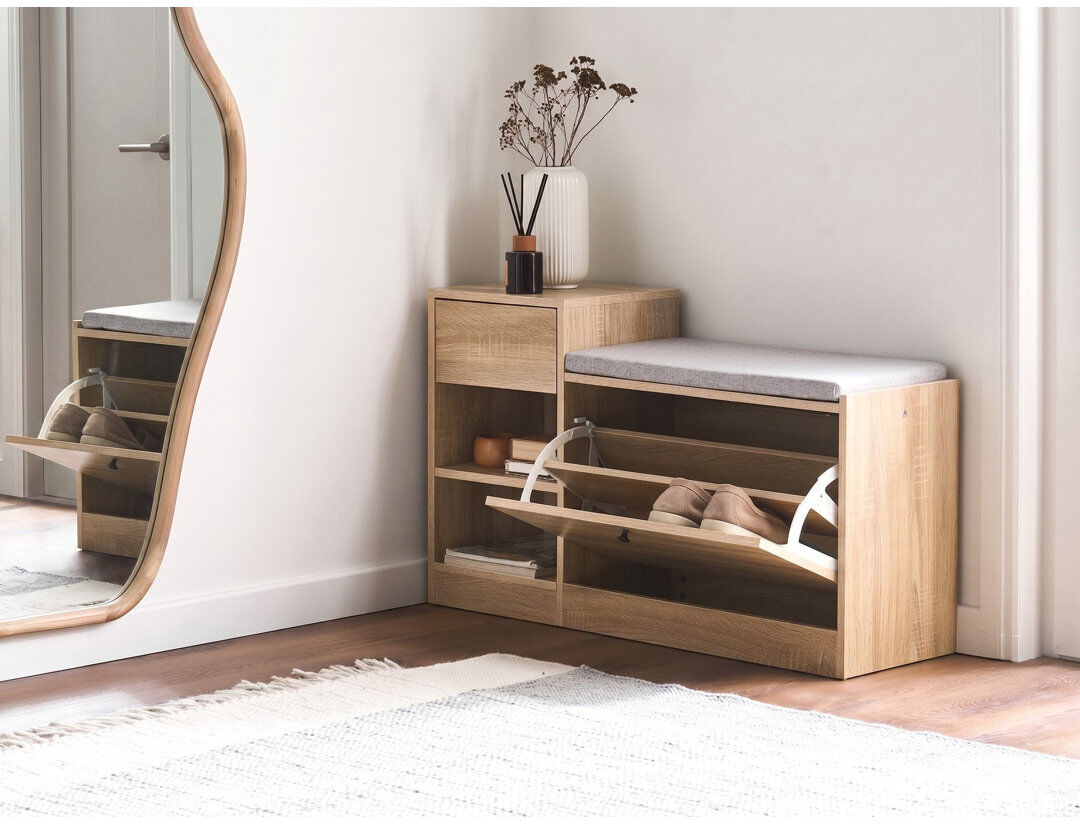 17 Stories 8 Pair Shoe Storage Cabinet Grey;Brown 8
