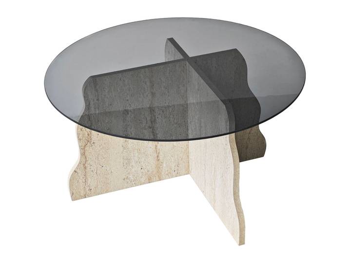 Salontisch Georis Travertin, Rauch 100 Prozent Hartglas/Holzwerkstoff B 75 T 75 cm - Material: 100% Hartglas/Holzwerkstoff - Salontisch