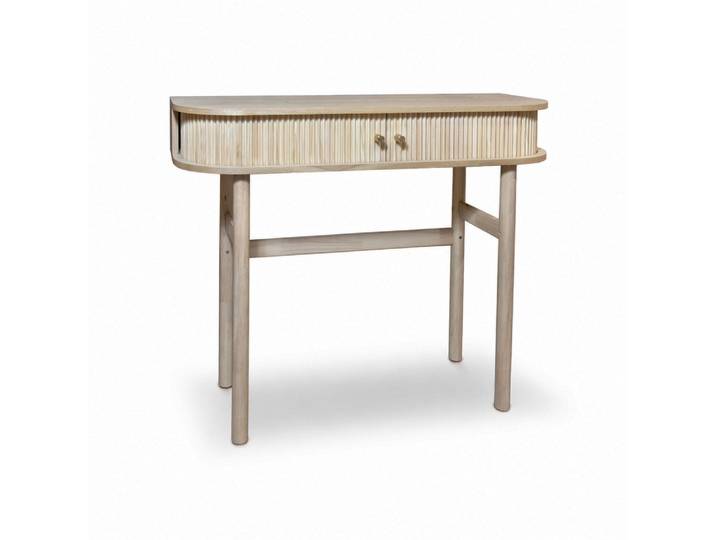 Console en bois clair avec portes coulissantes