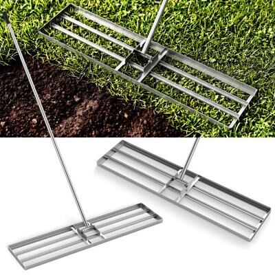 Costway 42 x 10 Inch Lawn Leveling Rake with Ergonomic Handle-Silver