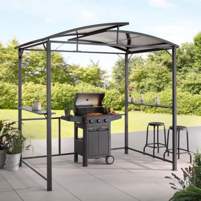 Grillpavillon KONIFERA "Roma", grau (anthrazit, braun), B/H/T: 245cm x 232cm x 150cm, Pavillons, Außenmaße BxT: 245x150 cm, Stahlgestell, Polycarbonat-Dachplatten