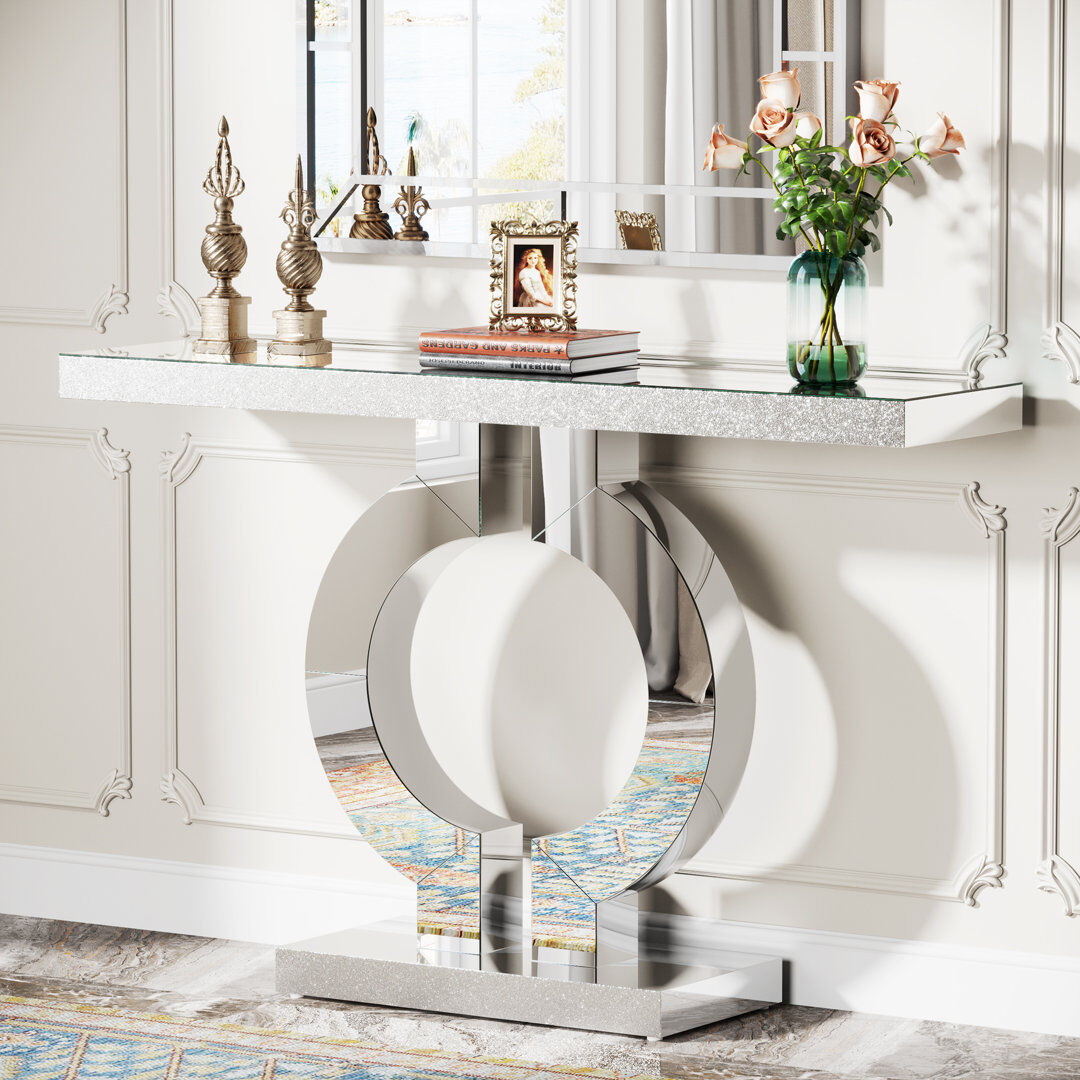 Fairmont Park 110cm Modern Glass Console Table White 110cm W X 30cm D