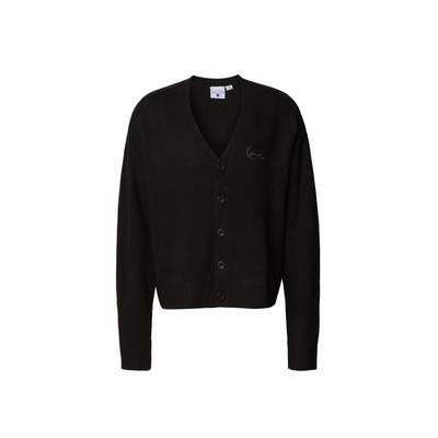 Cardigan KARL KANI "Karl Kani Signature Knit Cardigan", Herren, Gr. L, schwarz, 100% Baumwolle, unifarben, normal, Rundhals, Strickjacken
