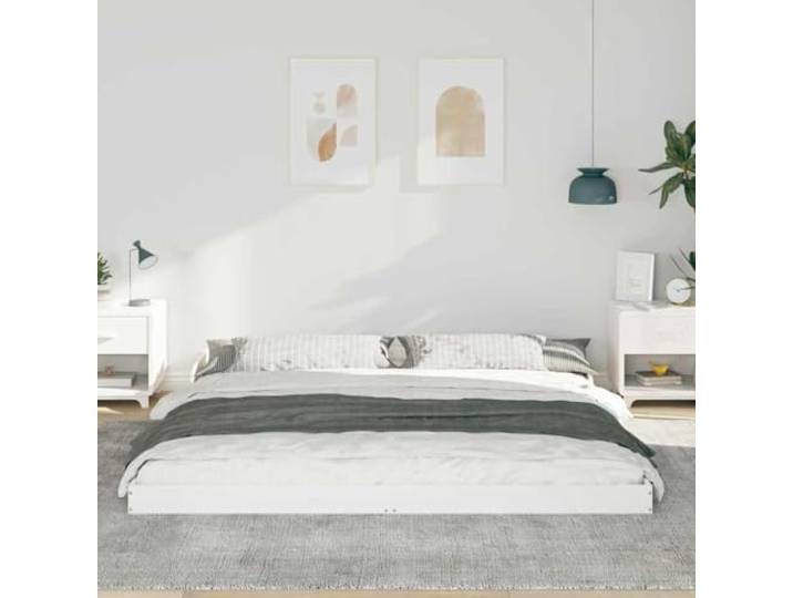 KTHLBRH Plattformbett Kiefer massiv weiß 180 x 220 cm Lattenrost, modernes Design, einfache Montage, Tragkraft 220 kg