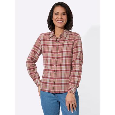 Flanellbluse CASUAL LOOKS, Damen, Gr. 42, rosa (sesam, rosenholz, kariert), 100% Baumwolle, gemustert, kariert, Blusen