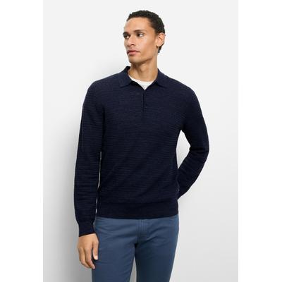 Langarm-Poloshirt OLYMP "OLYMP Casual Strick, Polo langarm", Herren, Gr. M, blau (marine), 100% Baumwolle, Shirts