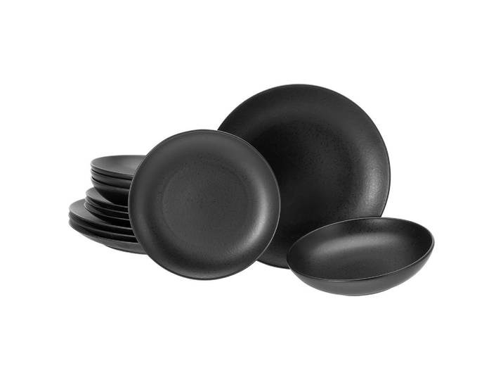 Tafelservice Magic Black Coupe 12--teilig., Schwarz