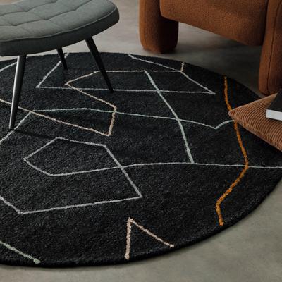 Teppich WECON HOME "Nox", anthrazit, H:6mm Ø:120cm, Schurwolle, Teppiche, Teppich, Wollteppich, abstrakt, hochwertig, handgetuftet, robust, modern