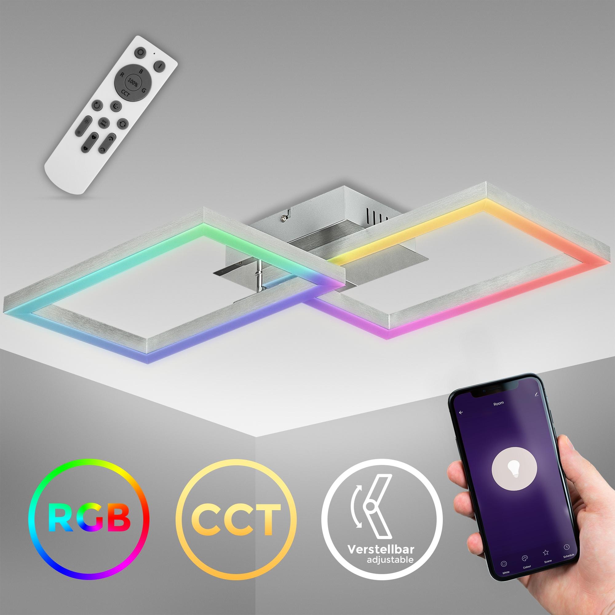 B.K.LICHT LED Deckenleuchte "Smarte LED-Deckenleuchte, mit Farbwechsel, Lichteffekte", grau (alu), 1, H: 9,1cm, 1 Stk., Leuchten, WIFI Frame, RGB, CCT, Tuya-App, Nachtlichtfunktion, LED Deckenleuchte