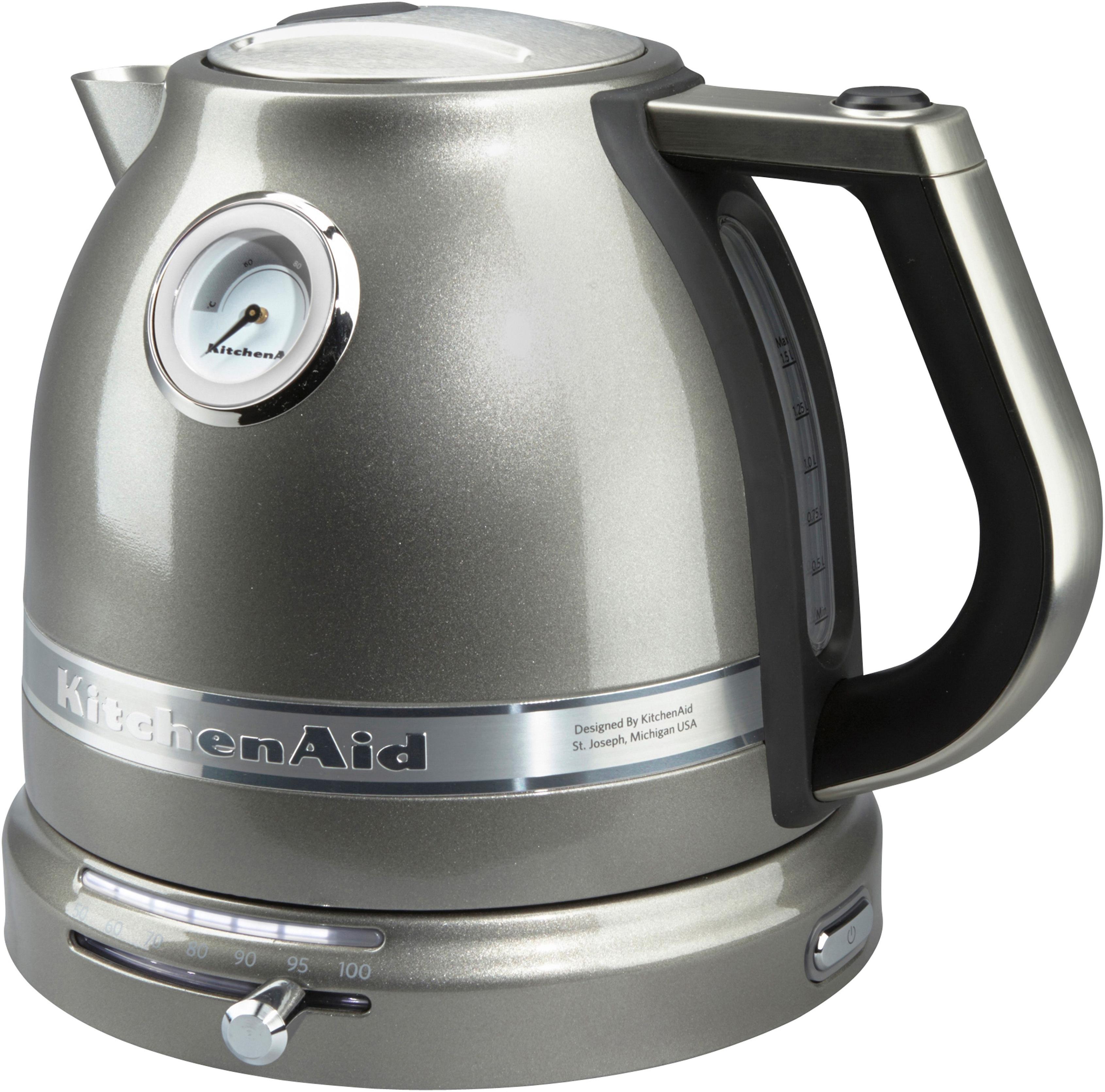 KITCHENAID Wasserkocher "5KEK1522EMS MEDALLION-SILBER", silber (medallion, silber), B:26,3cm H:21,8cm T:21cm, Wasserkocher
