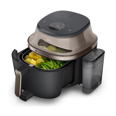 PHILIPS Heißluftfritteuse "NA547/07 Steam Airfryer 5000 Series mit EasySlide, 7,2L Kapazität", schwarz, gold, B:41cm H:32cm T:46cm, Fritteusen, mit Dampfgarfunktion u. RapidAir Plus Technologie; Schwarz/Gold