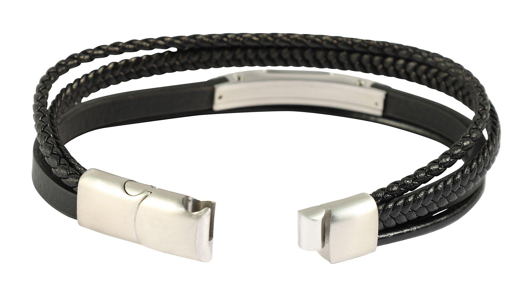 Armband ADELIA´S "Herren Armband – Lederarmband aus Leder 21 cm", schwarz, Armbänder, Herren, 21cm, Leder, Armband, Ideal als Geschenk für besondere Anlässe
