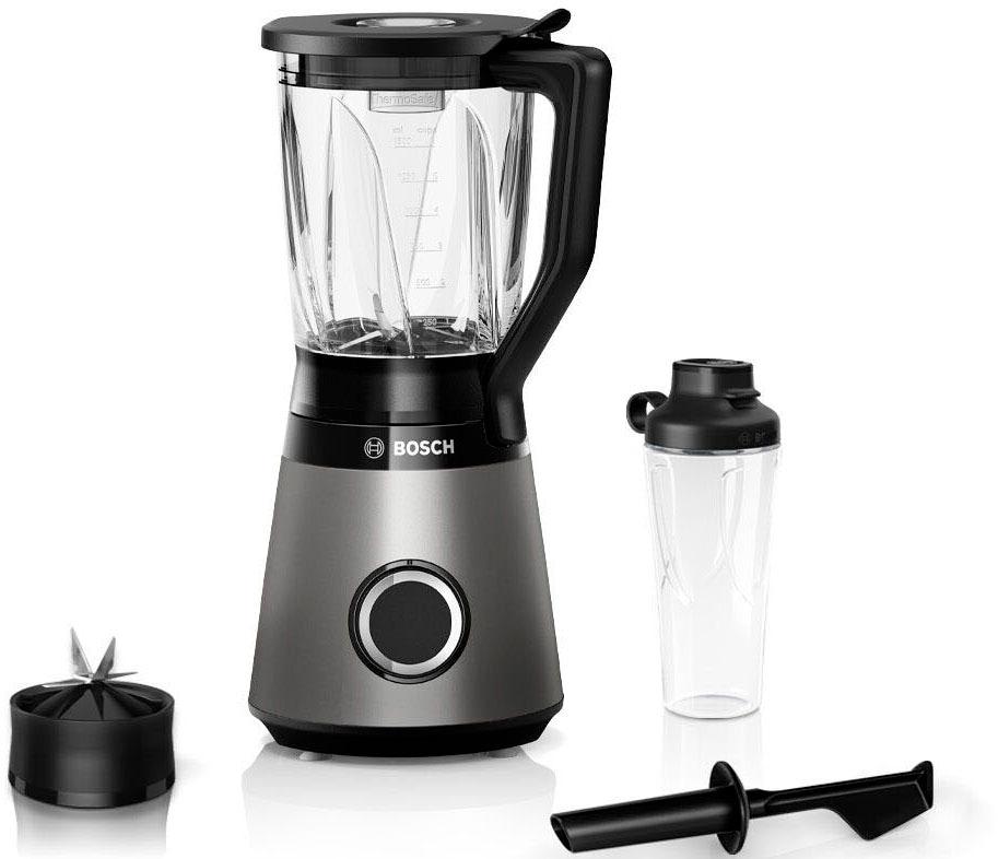 BOSCH Standmixer "VitaPower Serie 4 MMB6174SN, 1,5l Mixer, 0,6l ToGo, 30.000 U/Min, grau", silber (silberfarben), B:23cm H:41cm T:19,5cm, Zerkleinerer, Stopfer, 4 Edelstahl Klingen, Kabelstaufach, Made in Europe