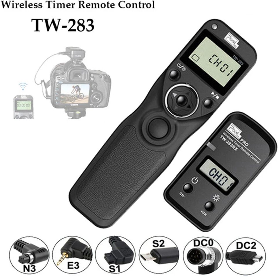 JYYXF Pixel TW-283 TW283 Wireless Timer Fernbedienung Auslöser (DC0 DC2 N3 E3 S1 S2) Kabel für Canon Nikon Sony Kamera TW283