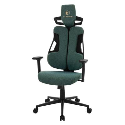 ML-Design Gaming Stuhl Stoff Grün, Ergonomischer Bürostuhl, 3D Armlehne, Kopf- und Lordosenstütze, Gaming Chair individuell einstellbar, Gamer Stuhl