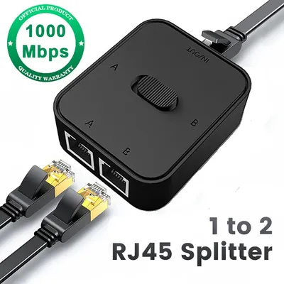 1000 Mbit/s 2 Port Gigabit Netzwerk Switch 1 In 2 Out RJ45 Switch Netzwerkadapter RJ45 Splitter Kabel Extender für PC Laptop TV Box