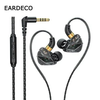 EARDECO Wired Kopfhörer Mit Mikrofon Draht-Gesteuert Transparent In-Ohr Kopfhörer Musik Sport Kopfhörer Gaming Headset Bass